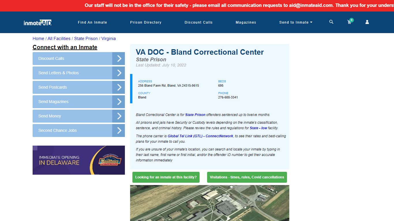 VA DOC - Bland Correctional Center - InmateAid