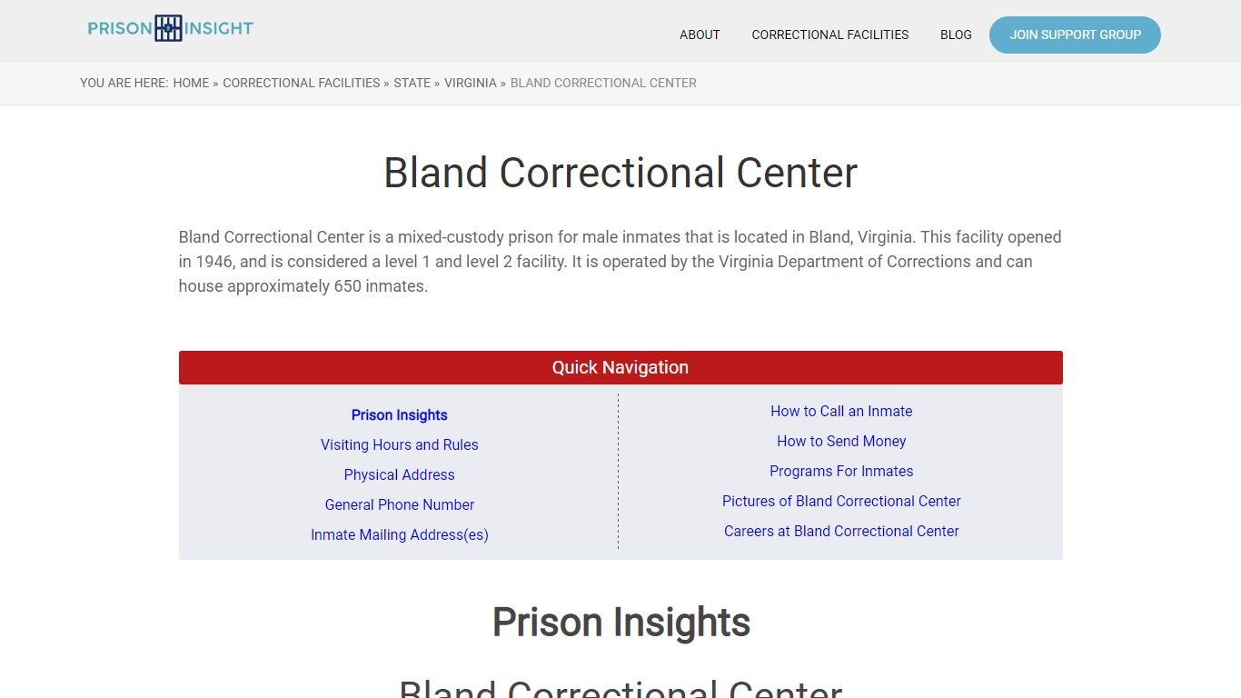 Bland Correctional Center - Prison Insight