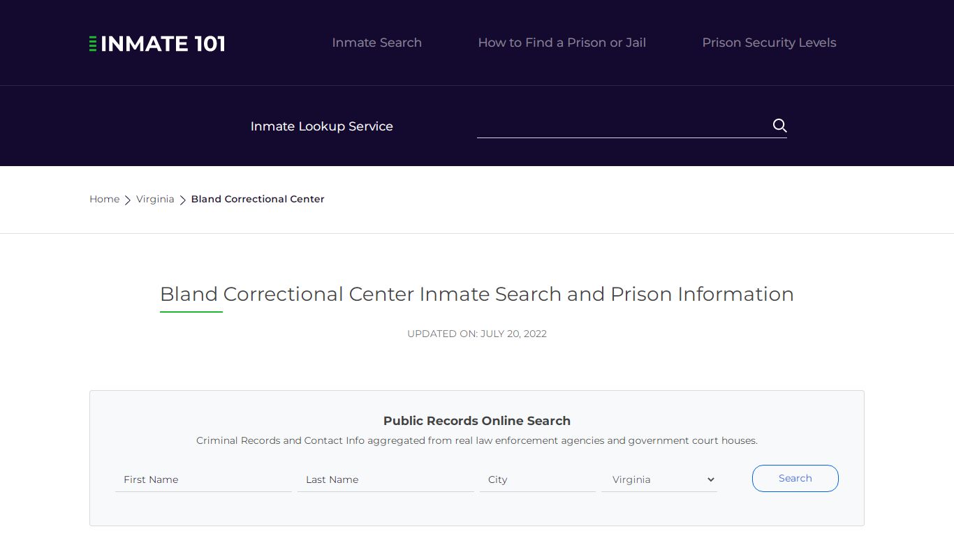 Bland Correctional Center Inmate Search and Prison Information